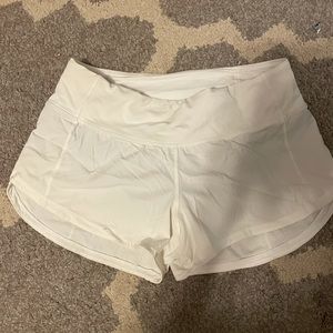 White Lululemon Speed up Shorts!